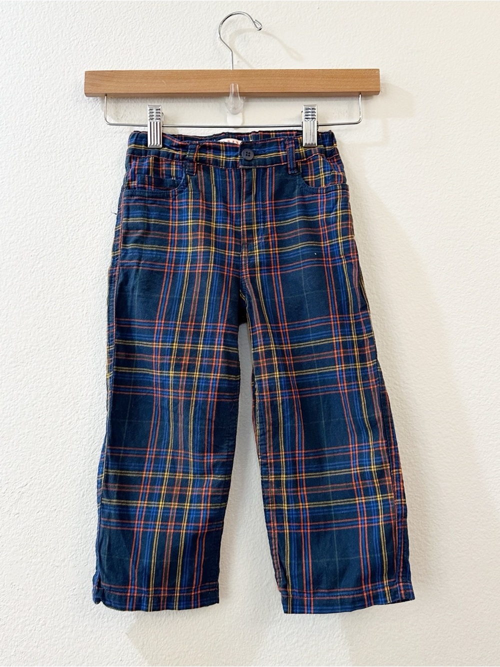 Tiny Cottons Kids Plaid Print Straight Leg Trousers Size 4Y